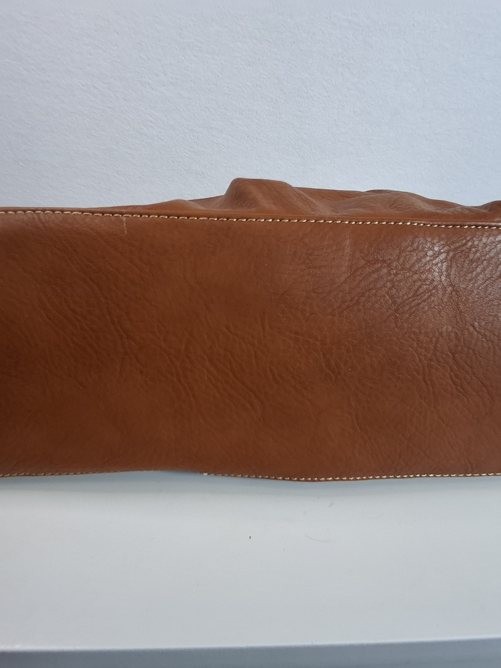 Brown Structured Top-Handle Tote with Gold Accent - Picture 8 of 11